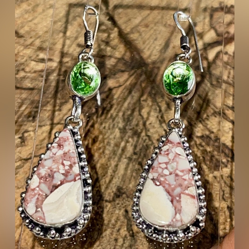 Dendritic Jasper Earrings 2 1/2”